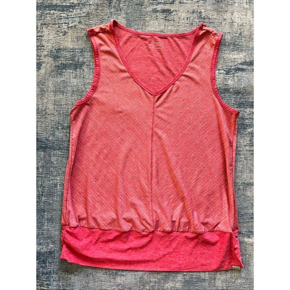 Eddie Bauer Pale Dusky Red Stripe V Neck Tank Women's Large